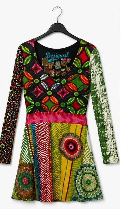 Robe Desigual multicolore manches longues - Taille XL (42)